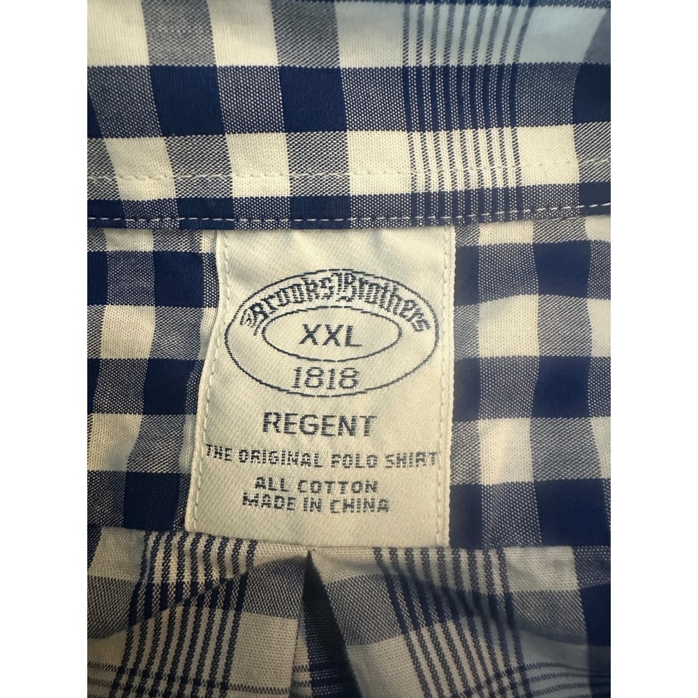 Brooks Brothers Regent Fit Blue White Gingham Check Cotton Shirt Mens XXL